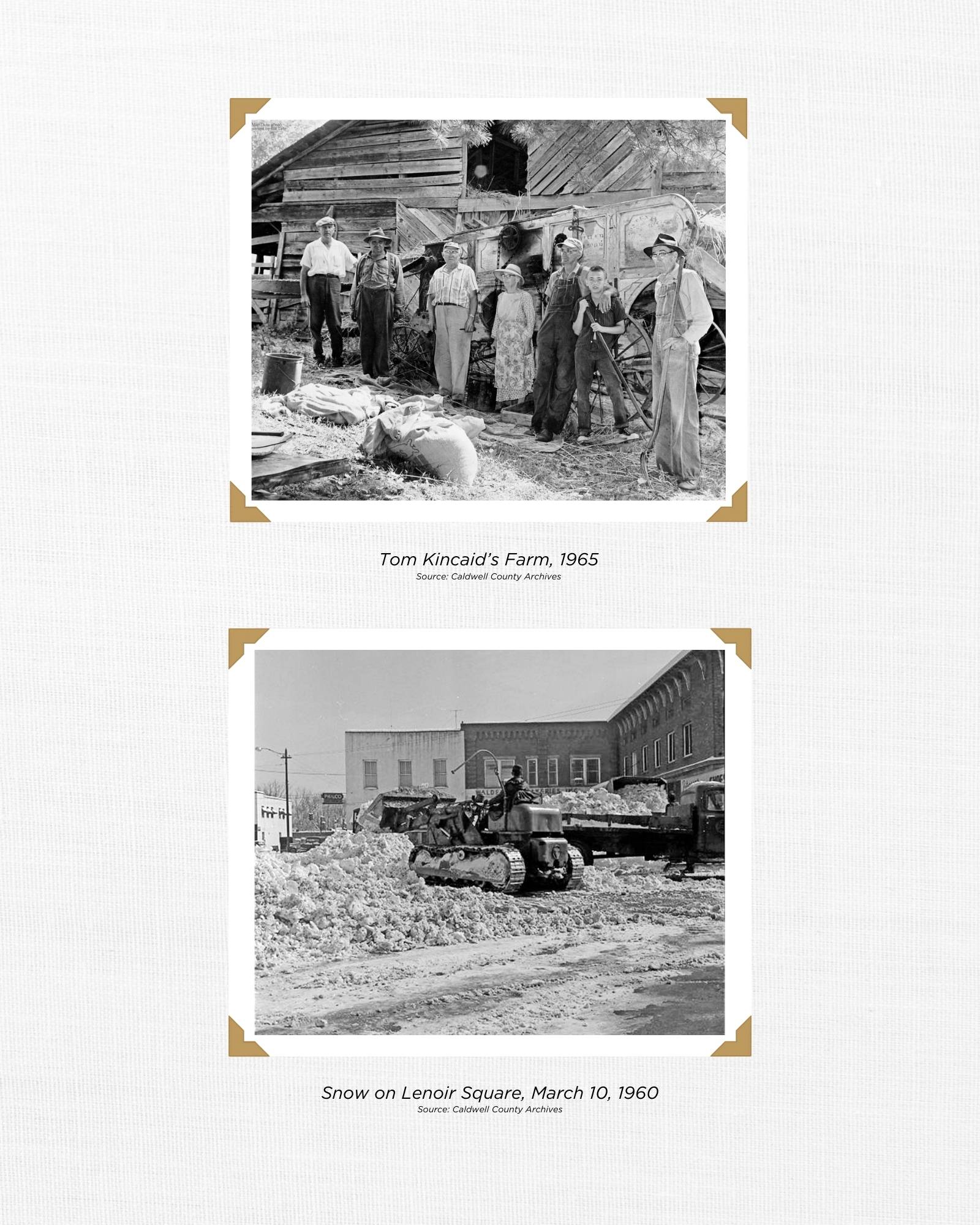 Collage Tom Kincaid Farm 1965 and Snow in Lenoir 1960